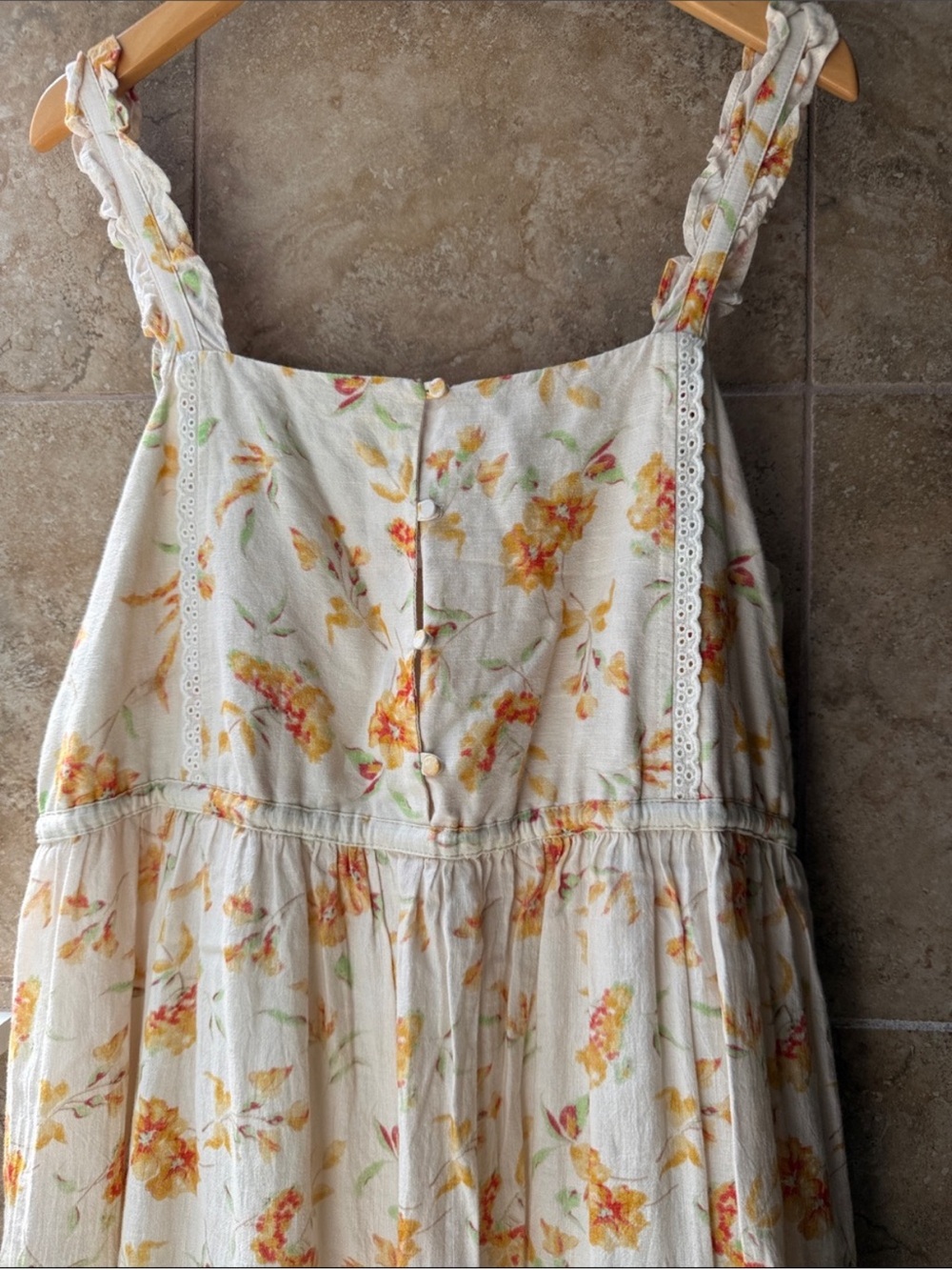 LoveShackFancy Dress Ann Midi Pockets Floral Sunshine Cotton Linen Lined Size L - Picture 14 of 16